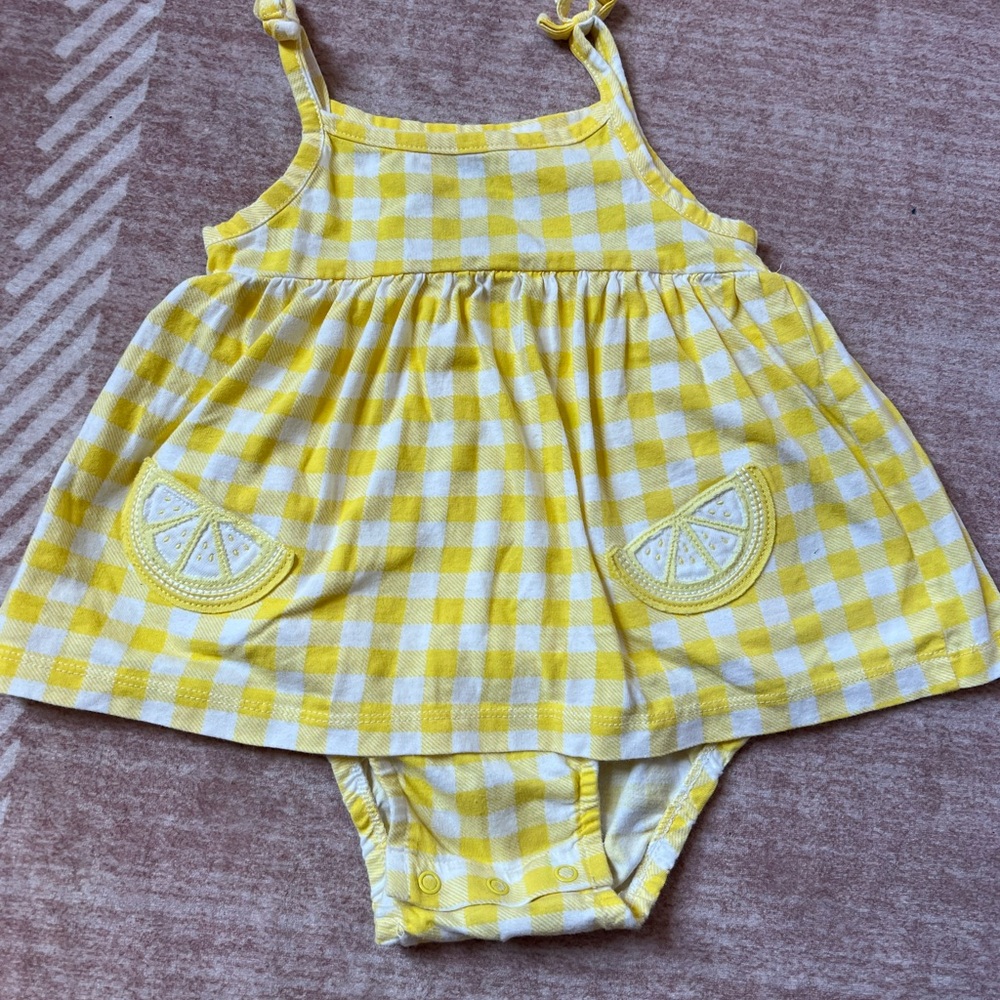 Carter's Yellow Checkered Baby Dress with Lemon Accents